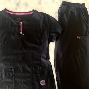 KOI LITE scrub set stretch black nice Sz Large top and bottom